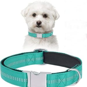 Reflective Nylon Soft Neoprene Padded Dog Collar with Metal Heavy Duty Quick Rel